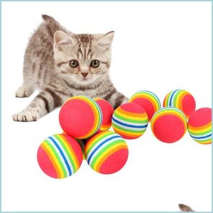 Cat Toys Interactive Cat Toys Ball Pet Supplies spelen kauwen rammelaar kras eva training aantrekken entertainen 3,5 cm regenboog speelgoed drop del dhxlh