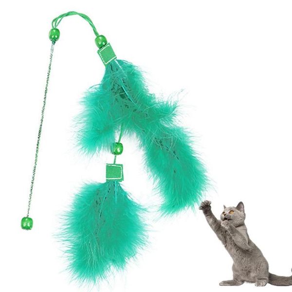 Jouets pour chat Kapmore 1 pc Chaîne Teaser Jouet Interactif Fausse Plume Doux Chaton Baguette Accessoires Pour Animaux Fournitures