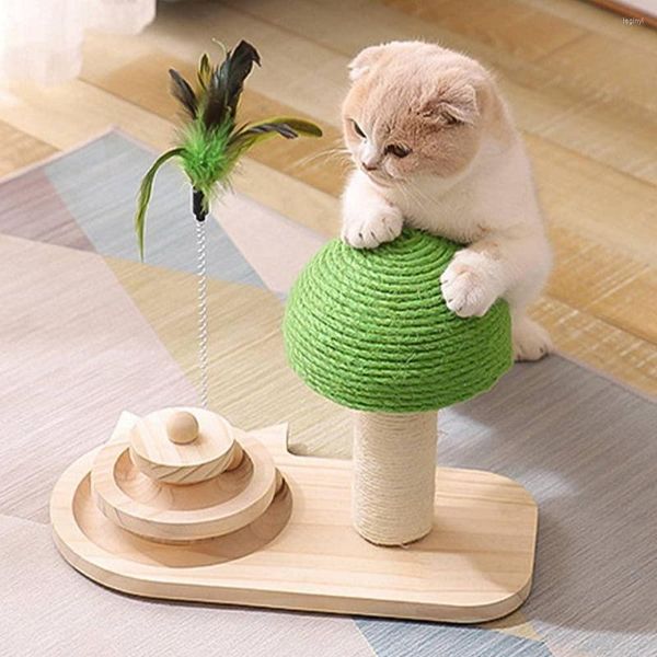 Juguetes para gatos, gatito, setas bonitas, tablero para rascar, juguete de árbol con poste de rascado de bolas para gatos, suministros de entrenamiento para escalar y saltar