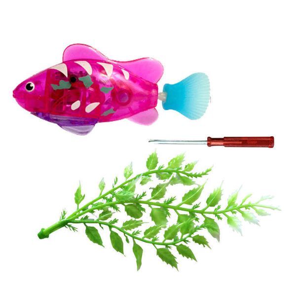 Jouets LED Chat Lueur Électrique Poisson Chat Jouet Formation Divertissement Natation Robot Poisson Enfant Bain Poisson Jouet Pet Fournitures G230520