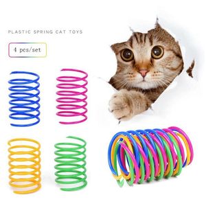 Jouets pour chats Joli chat petit animal de compagnie couleur plastique ressort chats jouet battant animaux fournitures matériel quatre couleurs mélangées par ensemble XG0172 Drop Deliv Dhf3Z