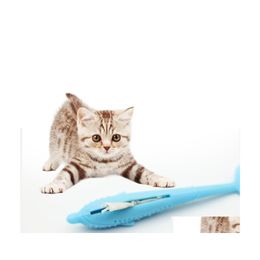 Juguetes para gatos Lovely Cat Cepillo de dientes Grado alimenticio Sile Cats Molar Rod Fish Shape Pet Toys Fit Indoor Room Playing 14Tt E1 Drop Delivery Hom Dhki9