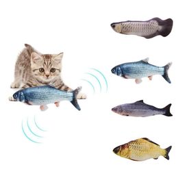 Jouets pour chats LXX-30CM, jouet de Simulation de poisson, menthe, chargement USB, argent, Arowana332t
