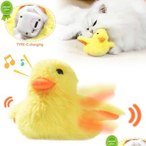 Juguetes para gatos Matic Cat Toys Smart Cute Plush Pet Toy Electric Self-Moving Kitten Suministros interactivos para jugar en interiores Drop Delivery Dhg1W