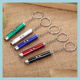 Cat Toys Mini Cat Red Laser Pointer Pen Key Chain Funny Led Led Light Pet Toys Keychain Keyring voor Cats Training Play Toy Dh0185 Drop D Dhelj