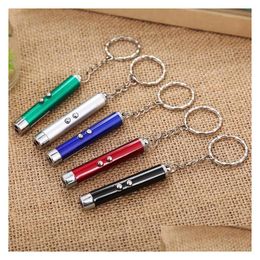 Cat Toys Mini Red Laser Pointer Pen Key Chain Funny Led Led Light Pet Keychain Keyring voor Cats Training Play Toy Dh0185 Drop Delivery H DHVni