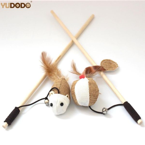 Chat jouets souris boule plume formation pour taquiner chaton interactif gratter bâton en bois élastique corde animal de compagnie