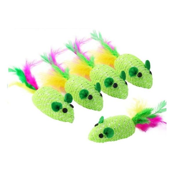 Toys de chat New Green Traidededartificial Feathe Mouse Toy avec des sons drôles Supplies Scratch Resistant Animal Drop Livrot Home Garden PE Dhhvj
