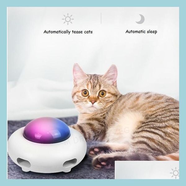 Juguetes para gatos Nuevo Juguete para gatos Mtifuncional Gatos inteligentes Teaser Chargable Plato giratorio eléctrico Autolimpiante Pelo Ufo Platillo volador Gota Del Dhcqn