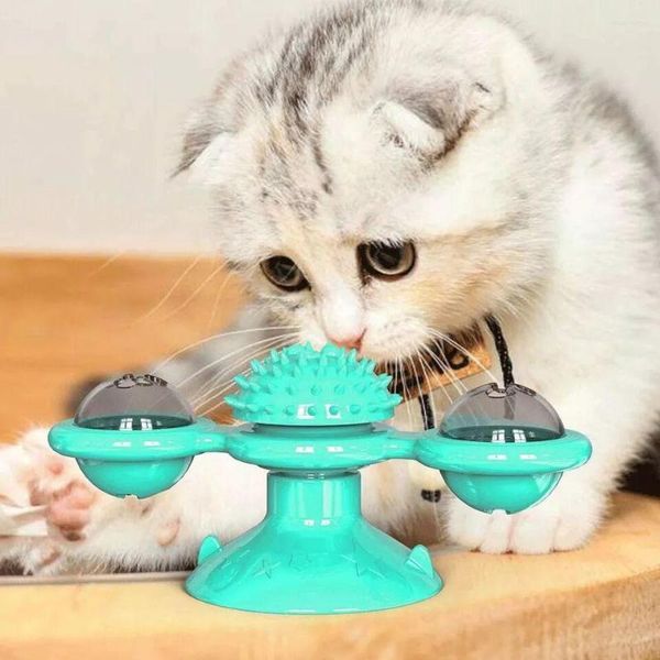 Chat jouets modèle tournoyant plateau tournant pour chats Puzzle avec brosse de Massage jouer jeu moulin à vent chaton interactif