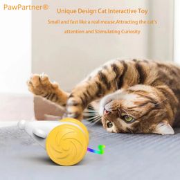 Katzenspielzeug PawPartner Intelligentes elektrisches Mäusespielzeug für den Innenbereich, interaktiver USB-Lademaus-Teaser, selbstspielendes Kätzchen 230309