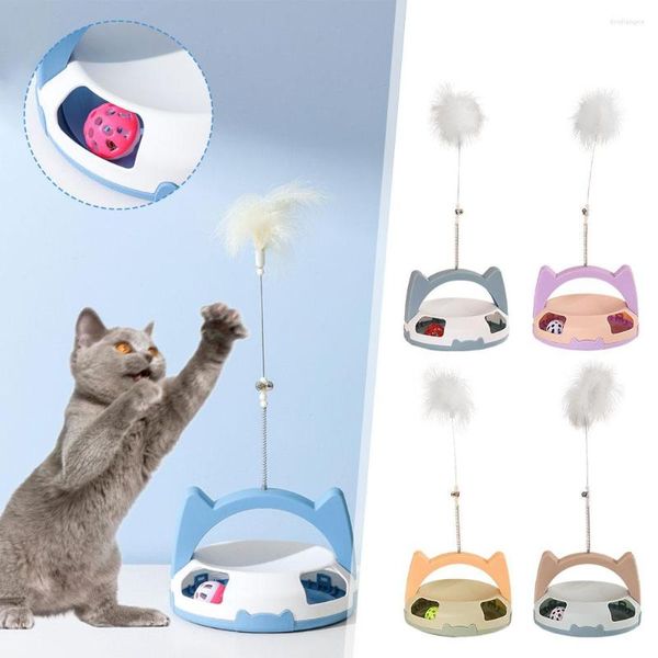 Jouets pour chat jouet de carrousel pour animaux de compagnie auto-cicatrisant gobelet boule taquiner bâton jouer chaton interactif résistant aux morsures détachable