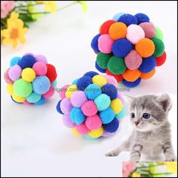 Cat Toys Pet Cat Toy Colorf Lovely Handmade Bells Bouncy Ball interactief geweldig voor plezier en entertainment drop levering 2022 Home Gar Oty37