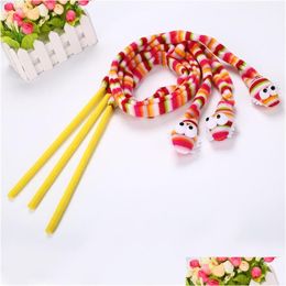 Jouets pour chats Pet Chaton Chat Jouet Dessin Animé Arc-En-Serpent Jouets Tête Avec Boîte De Son Teasing Chats Bâton Nouvelle Arrivée 3 7Pe L1 Drop Livraison Hom Dh754