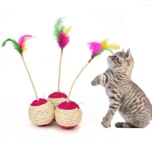 Jouets pour chat, chaton, jouet roulant, boule à gratter en Sisal, poupée de jeu amusante, fourniture de plumes