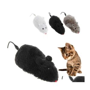 Cat Toys Pet Novely Tricky Moving Funny Wind Clockwork Racing Racing Plush Mouse Interessant speelgoed voor Move Tail Kitten Prank Drop Dhf12