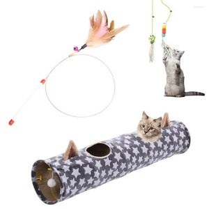 Cat Toys Pet Plush Invouwbare tunnelbuis lange rechte oren vorm speelgoed met ballen spelen tent interactieve drop