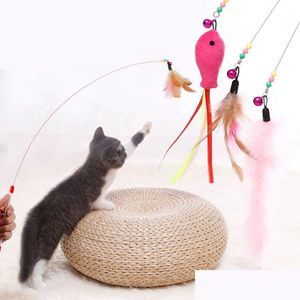 Cat Toys Pet Teaser Toy Wire Dangler Wand Veer Pluche Fish Caterpillar Interactive Fun Exerciser Playing Jk2012Xb Drop Delivery Ho Dhl2O
