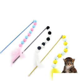 Jouets de chat Toys Toasing Stick Feather Wand Funny Kitten Toy interactif pour animaux ménagers Cat divertissement Drop Livraison à la maison