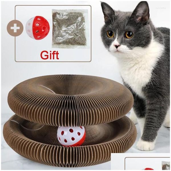 Juguetes para gatos Juguete para mascotas Mtifunction con bola Tablero rascador divertido Proteger muebles Gatos Chase Mascotas interactivas Pista Entrega de la gota Inicio Dhlwf