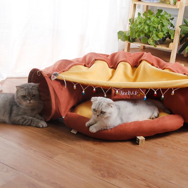 Jouets pour chat Tunnel pour animaux de compagnie Jeu interactif Jouet Mobile Pliable Furets Tunnels de lit de lapin pour chaton d'intérieur Produits d'exercice 230309