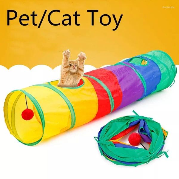 Chat Jouets Pet Tunnel Imprimé Vert Crinkly Chaton Jouet Avec Balle Jouer Amusant Polyester Tissu Chat / JW