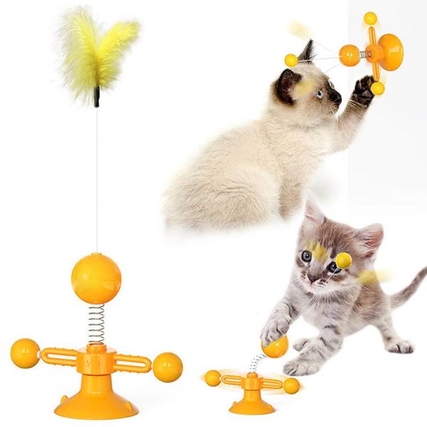 Jouets pour chat Moulin à vent pour animaux de compagnie Teasing Interactive Toy Turntable Funny Training Puzzle Supplies