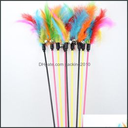 Cat Toys Plastic Feather Cat Teaser Stick Color Small Bell Cats Pool Toys Scratch Resistance 55cm Interessant 0 9FZ Q2 Drop Delivery DHSKC