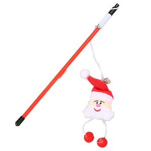 Kat Speelgoed Plastic Kitten Interactieve Stok Grappige Kat Kerst Kerstman Staaf Game Wand Veer Stok Speelgoed Bal Bel Dierbenodigdheden