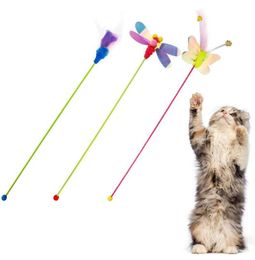 Cat Toys Plastic Pet Toy Wand Funny Dragonfly Carrot Butterfly Catcher Teaser Stick Interactive for Cats Kitten7910183