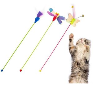 Cat Toys Plastic Pet Toy Wand Funny Dragonfly Carrot Butterfly Catcher Teaser Stick Interactive for Cats Kitten Drop Delivery Home G DHX1G