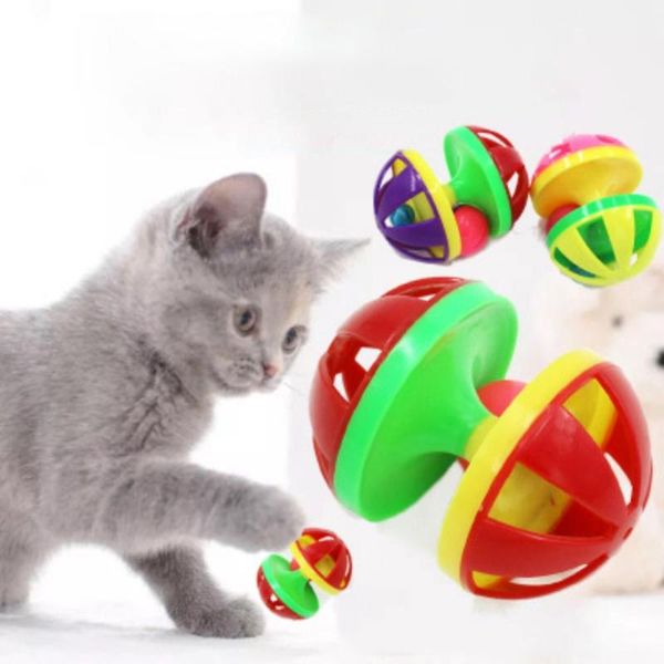 Juguetes para gatos, juego interactivo con campana rodante, juguete para mascotas, gatitos, ejercitador de entrenamiento adecuado para mascotas de todos los tamaños