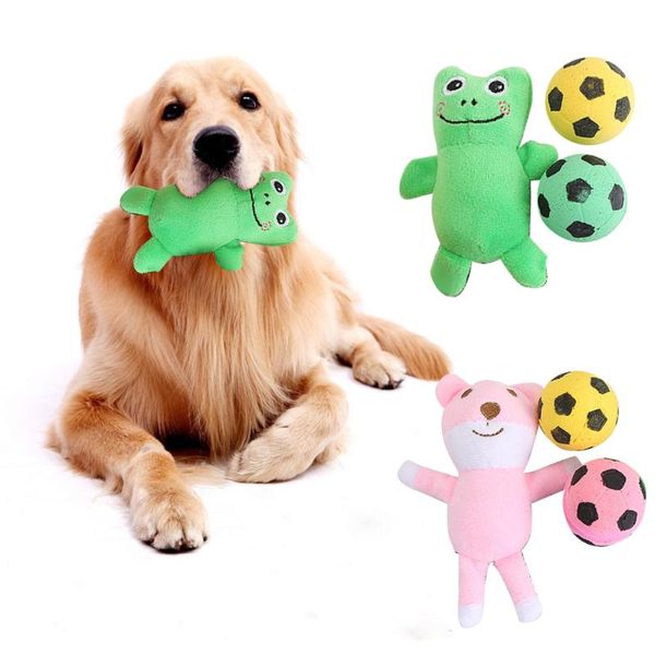 Jouets de chat en peluche pour chiens de compagnie grenouille ours molaires de dents de nettoyage de nettoyage