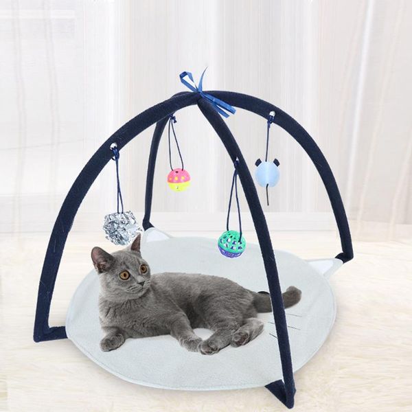 Juguetes para gatos, casa de bricolaje interactiva portátil para mascotas, carpa plegable, estera divertida, cama, lindas colchonetas para dormir para colgar con bola