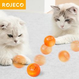 Juguetes para gatos ROJECO Smart Cat Toys Interactivo Automático Rebote Cat Ball Pet Smart Rolling Ball para gatos LED Auto móvil Interior Cat Toys 231011