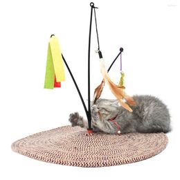 Cat Toys Scratch Board katoenen touw vilt kip veren creatief speelgoed swing tree pad interactieve trainingsbenodigdheden