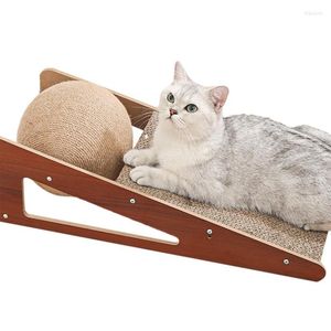 Jouets à gratter pour chat, avec boule interactive, en bois massif, en Sisal naturel, tampons à gratter