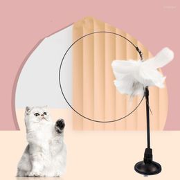 Cat Toys Simulation Bird Interactive Toy Funny Feather Stick met Bell Suction Cup Base Teaser Wand voor kittenbenodigdheden