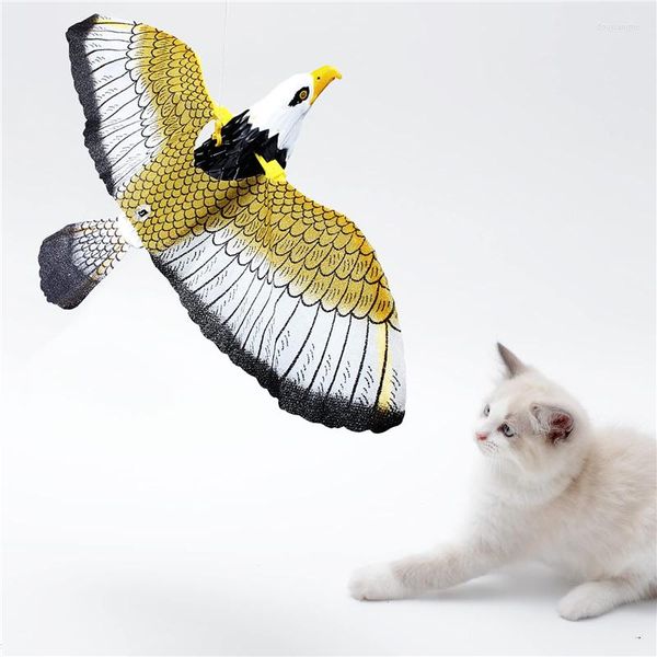 Juguetes para gatos Simulación de pájaro juguete interactivo para gatos colgante automático loro volador suministros divertidos