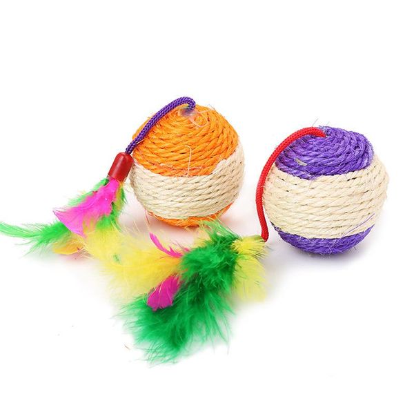 Juguetes para gatos Bola de sisal Rascadores Estilo de ratón Pluma interactiva Mascota para gatos Productos