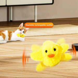 Cat Toys Smart Automatic Cat Toys Flapping Duck Interactive Electric Bird Toys Cat Plush speelgoed met Catnip Vibration Sensor Cats Game Toy G230520