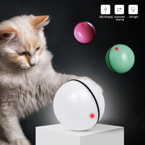 Jouets pour chats, balle sautante intelligente, USB, jouet électrique pour animaux de compagnie, LED magique, roulement clignotant, fournitures à Rotation automatique pour chats