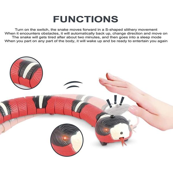 Juguetes para gatos con detección inteligente, serpiente eléctrica interactiva para gatos, accesorios de carga USB, juego para perros y mascotas, Toy244C