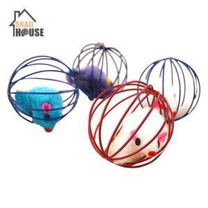 Chat Jouets Snailhouse Pet Cages Avec Souris Chewing 6cm Scratch Ball Simulation Drôle Internective