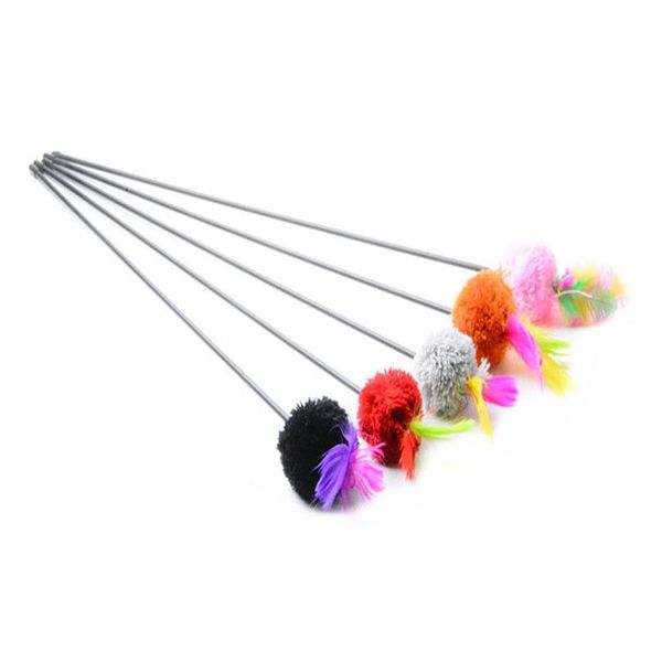 Jouets pour chats Tease Stick gros pompon plume animal de compagnie jouet interactif épais élastique en plastique longue perche livraison maison fournitures de jardin Dhytl