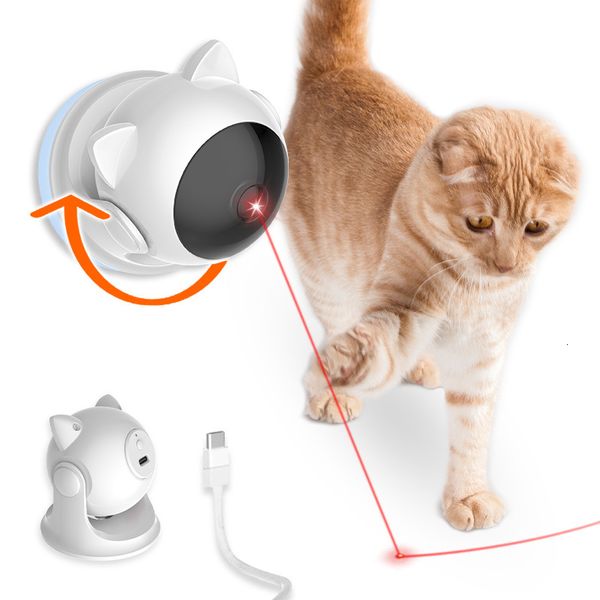 Juguetes para gatos, juguete láser Teaser, gatito interactivo, juego inteligente automático activo para gatos, diversión eléctrica, carga USB inteligente para interiores 230701