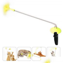 Cat Toys Teaser Stick Rod Feather Catcher Playing Wand Kitten con collar Drop Delivery Home Garden Pet Supplies Dh1Za