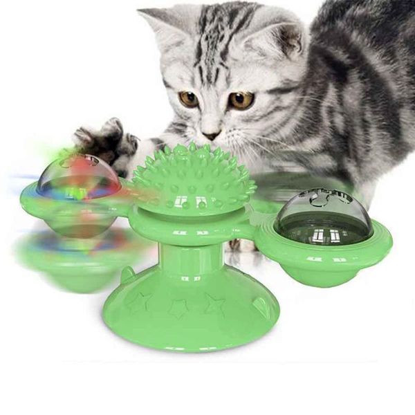 Chat jouets chatouiller plateau tournant chaton taquiner interactif avec balle Led Massage jeu éducatif tourbillonnant animal doux moulin à vent jouet