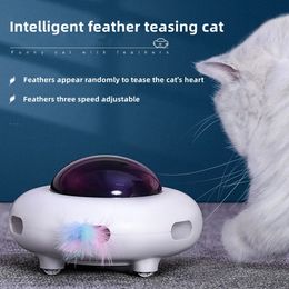 Jouets pour chats, jouet intelligent, Teaser UFO, plateau tournant pour animaux de compagnie, jouets d'entraînement, chargement USB, plume remplaçable, Auto interactif 231027