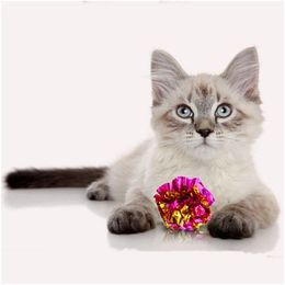 Cat Toys Toy Tin Foil Colorf Ring Paper Glanzend interactief geluid Ball Crinkly Balls Cats Pet Play Vtky2351 Drop Delivery Home Garden S Dheyh
